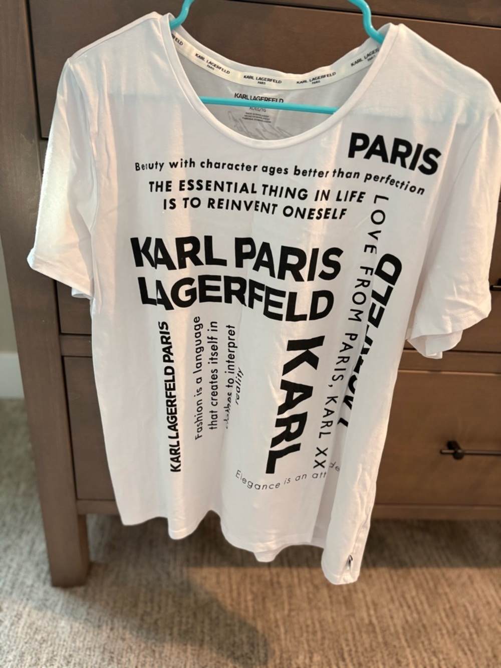 Karl Lagerfeld White Tee with Black Script Logo